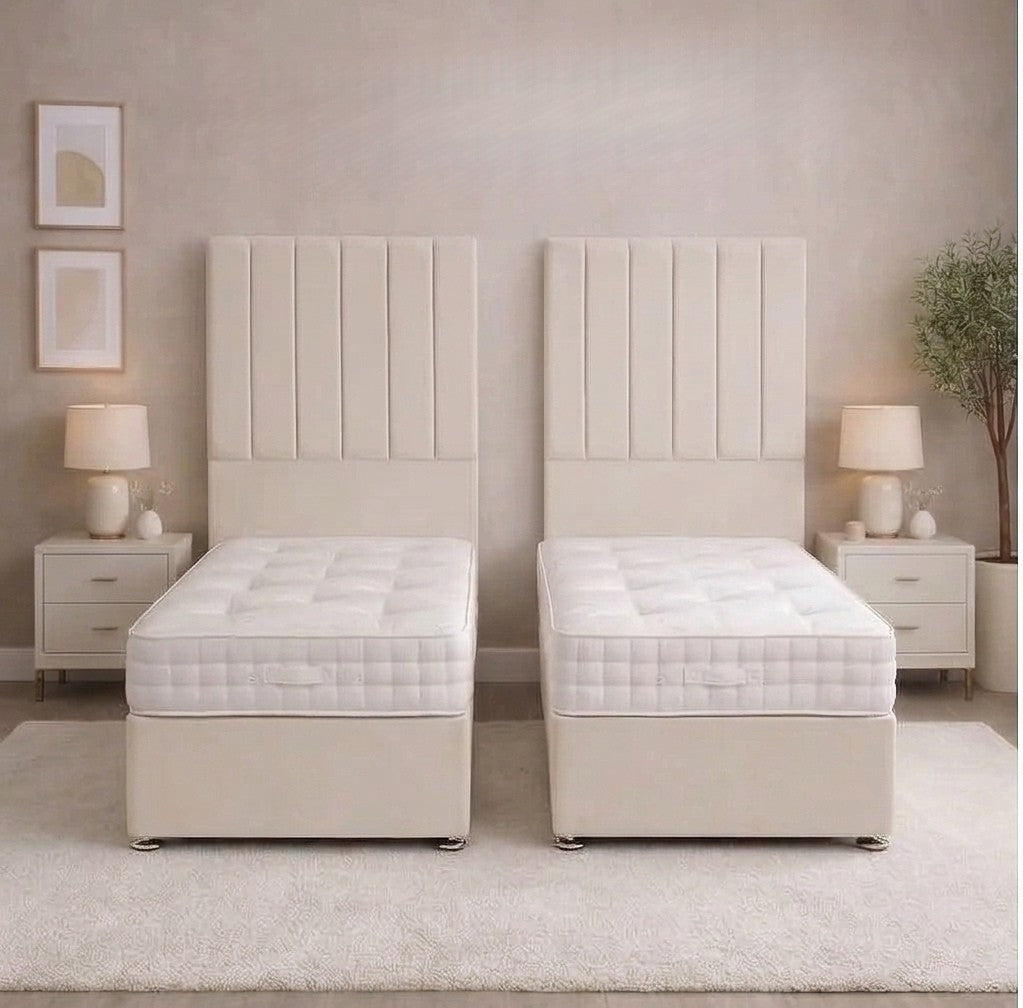 Bromley 1000 Pocket Hand Stitched Cool Blue - 6'6 Length Zip And Link Divan Bed Sets