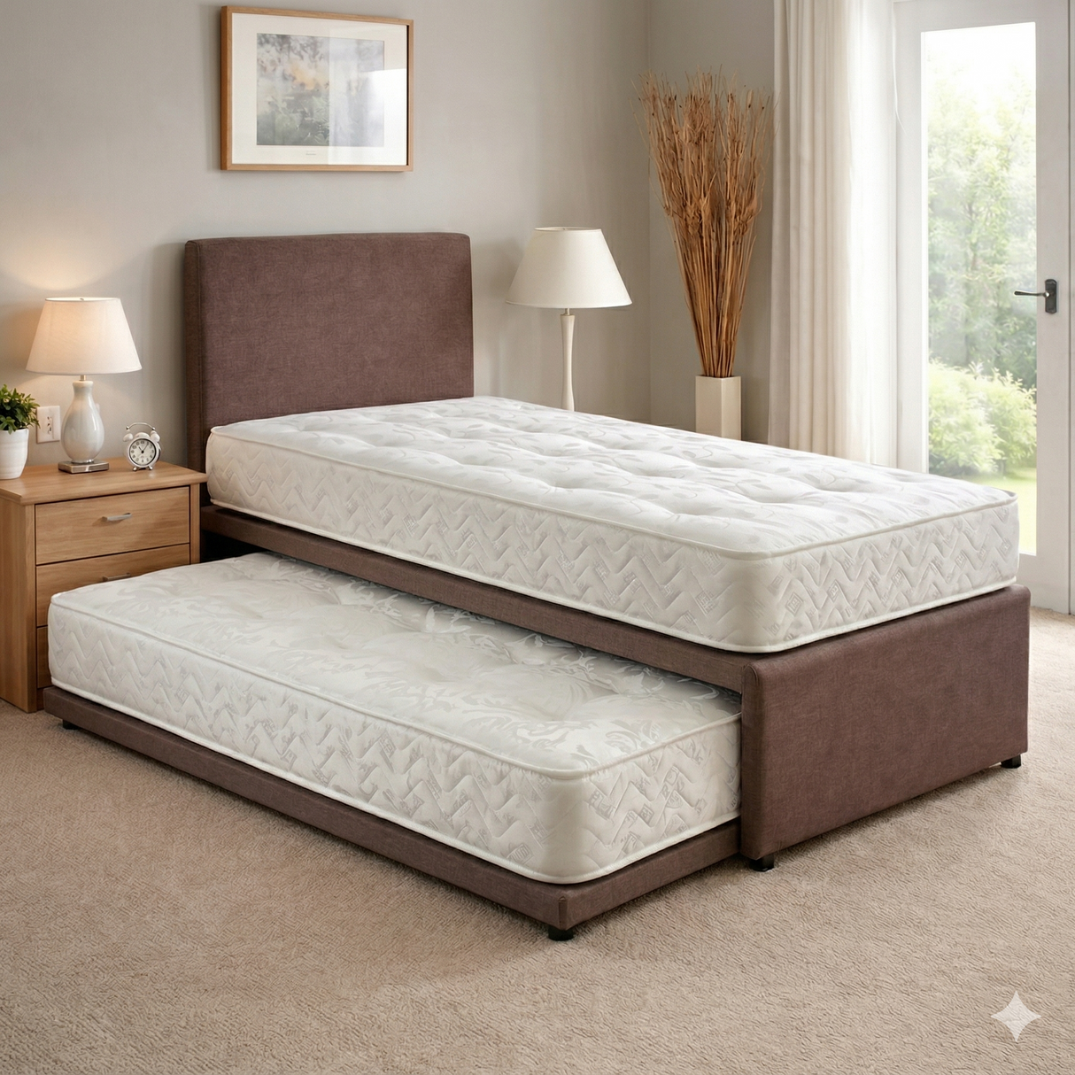 Ashbourne Coil Sprung Divan Guest Bed Set with 2 x Mattresses