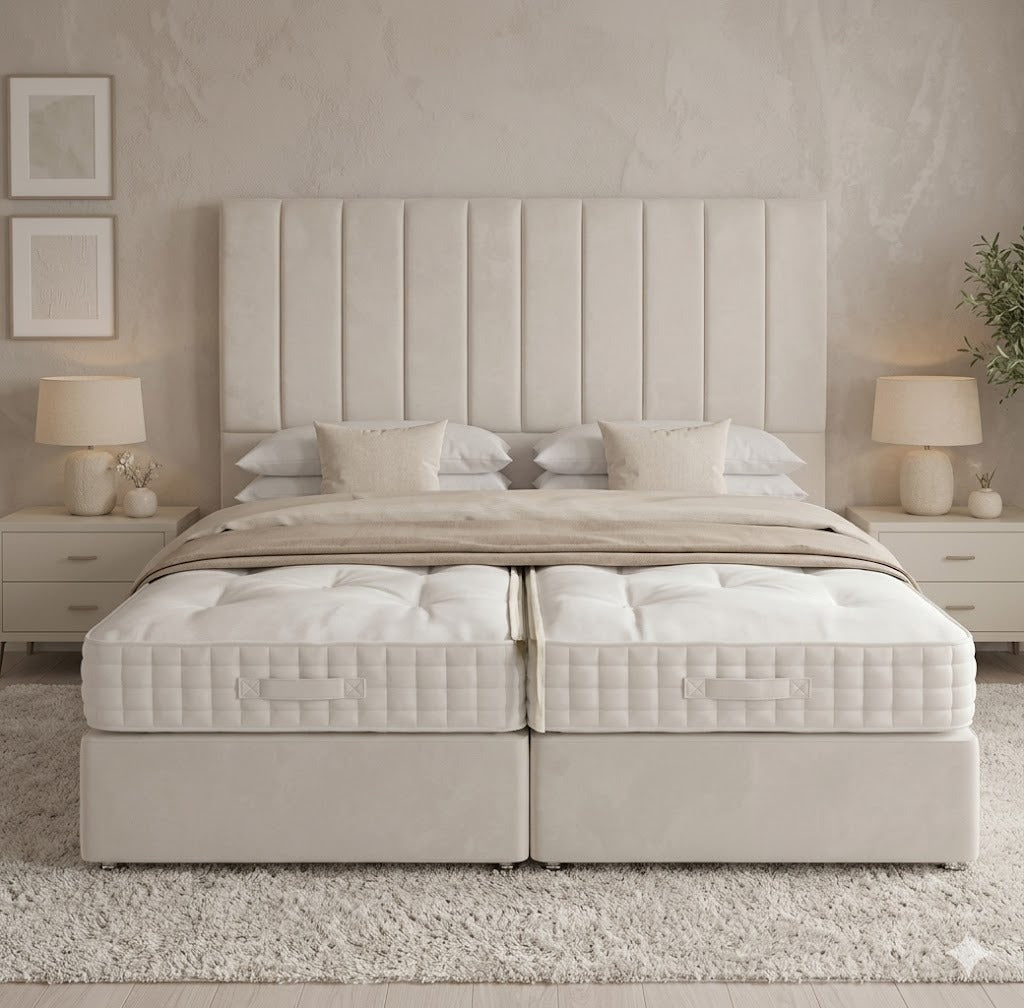 Mayfair 2000 Pocket Hand Stitched Natural Filling - 6'6 Length Zip And Link Divan Bed Sets