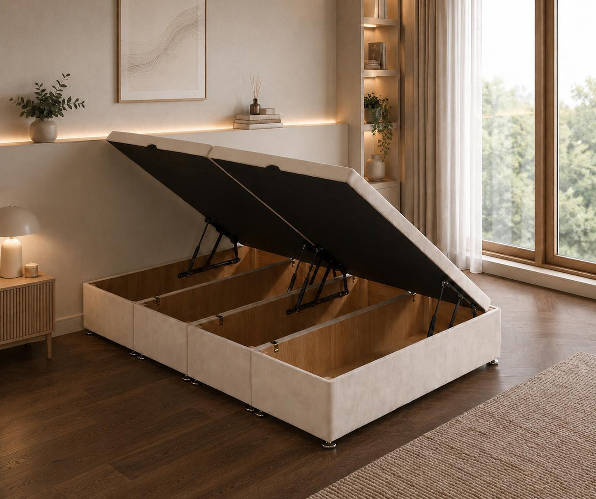 Quarter Split Side Lift Storage Ottoman Divan Base